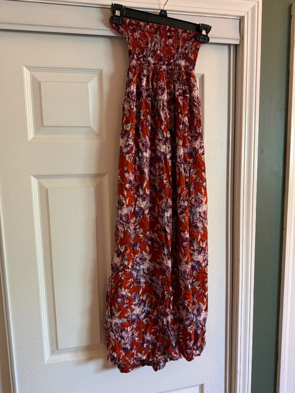 Women’s Strapless Floral Maxi Dress - Rust Floral